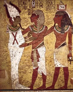 Ägyptische Antike: der Pharao Tutanchamun vor dem Gott Osiris von Egyptian 18th Dynasty