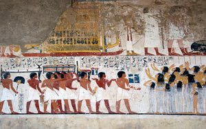 Ägyptische Antike: „Opferträger und Trauernde“ Fresko aus dem Grab des Wesirs Ramose (18. Dynastie). Luxor, Westufer, Tal der Adligen Ägypten von Egyptian 18th Dynasty