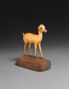 Gazelle, ca. 1390-1353 v. Chr. (Elefanten-Elfenbein, Holz, blaue Pigmenteinlage)