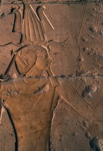 Bemaltes Relief, Totentempel von Hatschepsut, Deir el-Bahri, Thebanische Nekropole (UNESCO-Welterbeliste)