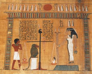 Papyrus des Totenbuchs: der Verstorbene vor dem Gericht des Osiris von Egyptian 18th Dynasty