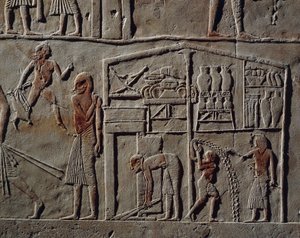 Pavillon für hochrangigen Offizier oder Oberbefehlshaber, Relief, Grab von Haremhab, Sakkara, ägyptische Zivilisation, Neues Reich, Dynastie XVIII von Egyptian 18th Dynasty