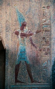 Pharao mit Krone von Oberägypten, Totentempel von Hatschepsut, Deir el-Bahari, Thebanische Nekropole (UNESCO-Welterbeliste) von Egyptian 18th Dynasty