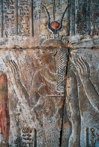 Relief der Hatschepsut als Hathor dargestellt, Totentempel der Hatschepsut, Deir el-Bahri, Luxor, Theben (Unesco-Welterbeliste)