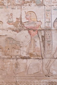 Wandreliefs, große Hypostylhalle, Karnak-Tempelkomplex, Luxor, Ägypten