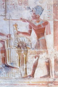 Farbiges Relief, Tempel von Seti I., Abydos, Ägypten von Egyptian 19th Dynasty