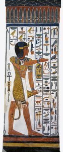 Ägypten, Theben, Luxor, Tal der Königinnen, Grab von Nefertari, Wandmalerei des Gottes Horus in der Grabkammer aus der 19. Dynastie
