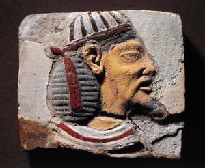Fragment einer Dekoration, Majolika mit Kopf eines syrischen semitischen Gefangenen von Egyptian 19th Dynasty