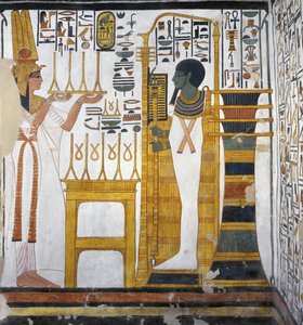 Nefertari bringt ein Leinenopfer für Ptah dar (Detail) von Egyptian 19th Dynasty