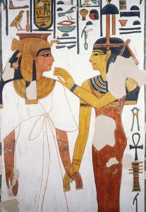 Nefertari trifft die Göttin Isis, Fresko, Nordfassade der vierten Säule, Grabkammer, Grab der Nefertari (QV66), Tal der Königinnen, Theben (Unesco-Welterbeliste) von Egyptian 19th Dynasty