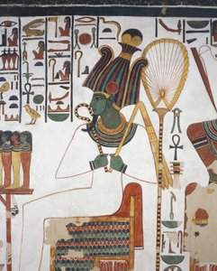 Osiris, Fresko, Ostwand, Ostkammer, Grab von Nefertari (QV66), Tal der Königinnen, Theben (Unesco-Welterbeliste) von Egyptian 19th Dynasty