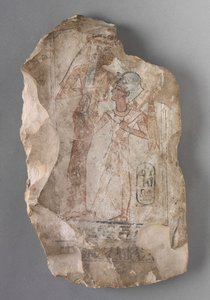 Ostrakon: Ramses II. wird von einer Göttin gesäugt, ca. 1279-1213 v. Chr. von Egyptian 19th Dynasty
