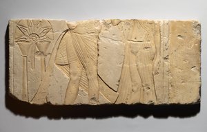 Relief, das eine Opferszene darstellt, aus Tell el-Amarna, Neues Reich, ca. 1353-1336 v. Chr.
