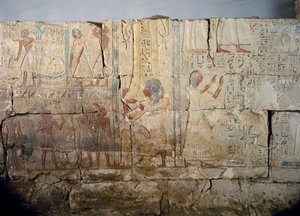 Relief aus dem Grab von Netcherouymes, wichtiger Beamter von Ramses II, Saqqara, Regierungszeit von Ramses II. Ägyptische Zivilisation, Neues Reich, Dynastie XIX von Egyptian 19th Dynasty