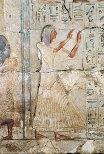 Relief aus dem Grab von Netcherouymes, hoher Beamter von Ramses II., 2475 v. Chr., Saqqara, ägyptische Zivilisation, Neues Reich, 19. Dynastie von Egyptian 19th Dynasty