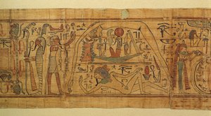 Buch der mythologischen Bilder von Nespakachuty, die Trennung von Himmel und Erde mit dem Sonnenboot