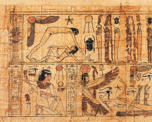 Totenpapyrus von Serimen, Priester von Amon, Detail der Schöpfung der Welt, Trennung von Geb und Nut