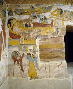 Wandmalereien aus der Grabkammer des Grabes von Pa Nentwy, Bahariya-Oase, Gizeh, Ägypten. Ägyptische Zivilisation, 26. Dynastie, 663-525 v. Chr.