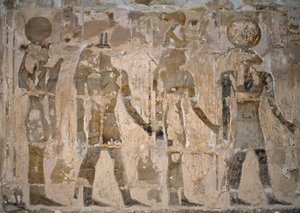Wandmalereien, Tempel von Ain El Meftla, Bahariya-Oase, Gizeh, Ägypten, 26. Dynastie (663-525 v. Chr.)