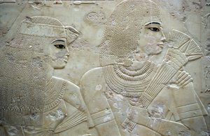 Altes Ägypten, Malerei/Gravur, Ramose und seine Frau, Gouverneur von Theben, Tal der Adligen, Grab von Ramose von Egyptian Egyptian