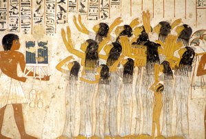 Altes Ägypten, Fresko, Klagende Frauen in der Trauerprozession, Grab von Ramose, Theben, Tal der Adligen