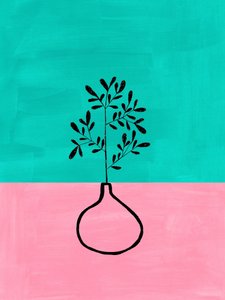 Pink-türkise botanische Vase