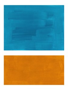 Türkis-orangefarbene Farbblöcke