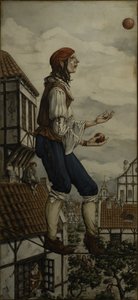 Riesiger Jongleur in der Altstadt