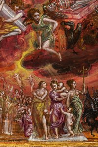 Tragbarer Altar: Zentrales Panel, das eine Allegorie des christlichen Ritters darstellt (Detail) von El Greco