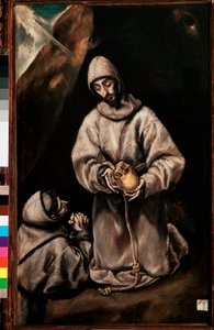 Heiliger Franz von Assisi und Bruder Leon meditieren über den Tod, ca. 1600 von El Greco