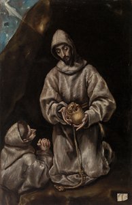 Heiliger Franziskus und Bruder Leo meditieren über den Tod von El Greco (Domenikos Theotokopoulos)