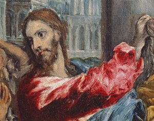 Christus vertreibt die Händler aus dem Tempel, Detail von Christus, ca. 1600 (Detail)