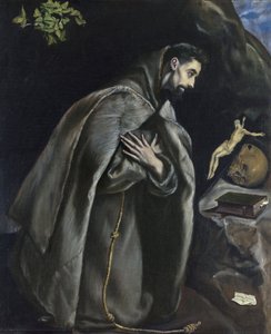 Der heilige Franziskus im Gebet vor dem Kreuz von El Greco