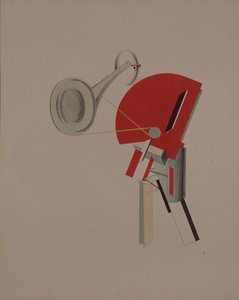 Rezitator. Figurine für die Oper Sieg über die Sonne von A. Kruchenykh, 1920-1921 von Eliezer Markowich Lissitzky