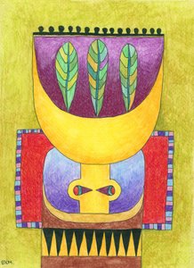 Abstrakte Stammesfigur von Elena Khomutova-Miller