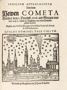 Ein neuer Komet, gesehen von Augsburg, Deutschland am 1. Dezember 1618, veröffentlicht 1618 von Elias Ehinger 1573 1653.
