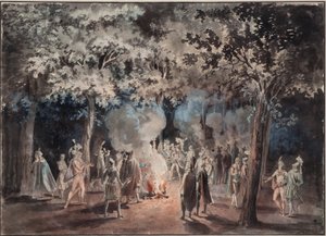 Promenade bei den Feuern im Drottningholmer Park 1785