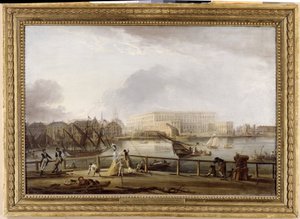 Blick auf das Stockholmer Schloss von der Skeppsholm-Brücke von Elias Martin