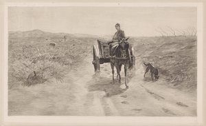 Landschaft mit Pferdewagen von Elias Stark