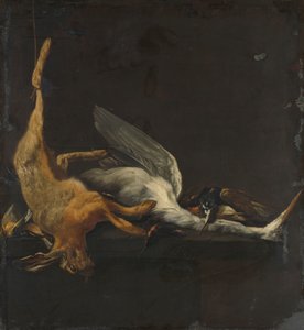 Stillleben mit Hase, Reiher und anderen Vögeln von Elias Vonck