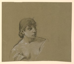 Zeichnung, Porträt einer jungen Frau, ca. 1885 von Elihu Vedder