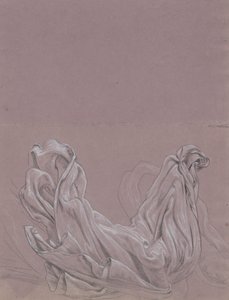 Figurenstudien (recto); Draperiestudie (verso) von Elihu Vedder