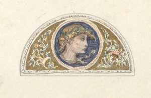 Studie für Lunette mit Frauenkopf von Elihu Vedder