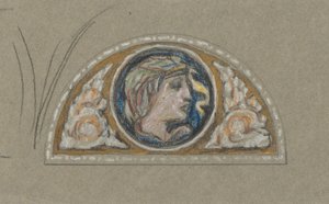 Studie für Lunette mit Frauenkopf von Elihu Vedder