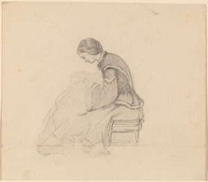 Studie eines lesenden Mädchens von Elihu Vedder