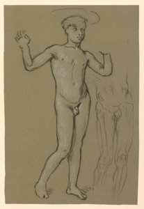 Figurenstudie für einen Brunnenentwurf von Elihu Vedder
