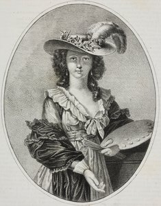 Selbstporträt mit Palette, von der französischen Malerin Elisabeth Vigee Le Brun, Lithographie von Giovanni Mariani aus Poliorama Pittoresco, Nr. 42, 28. Mai von Elisabeth Louise (after) Vigee Lebrun