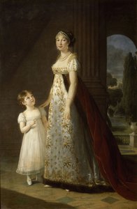 Porträt von Caroline Bonaparte 1782-1839, Königin von Neapel und Sizilien, mit ihrer Tochter Letizia, 1807