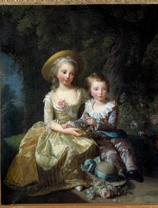 Porträt von Marie Therese Charlotte von Frankreich, Madame Royale, zukünftige Herzogin von Angouleme (1778-1851) und dem Dauphin Louis Joseph Xavier von Frankreich (1781-1789) Beide Kinder von Marie Antoinette und Louis XVI. Gemälde von Marie Elisabeth Lou von Elisabeth Louise Vigee Lebrun