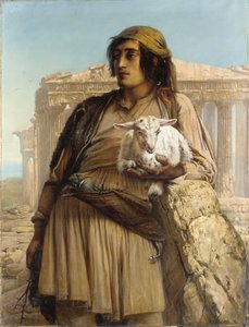 Ein Hirtenjunge vor dem Parthenon stehend
